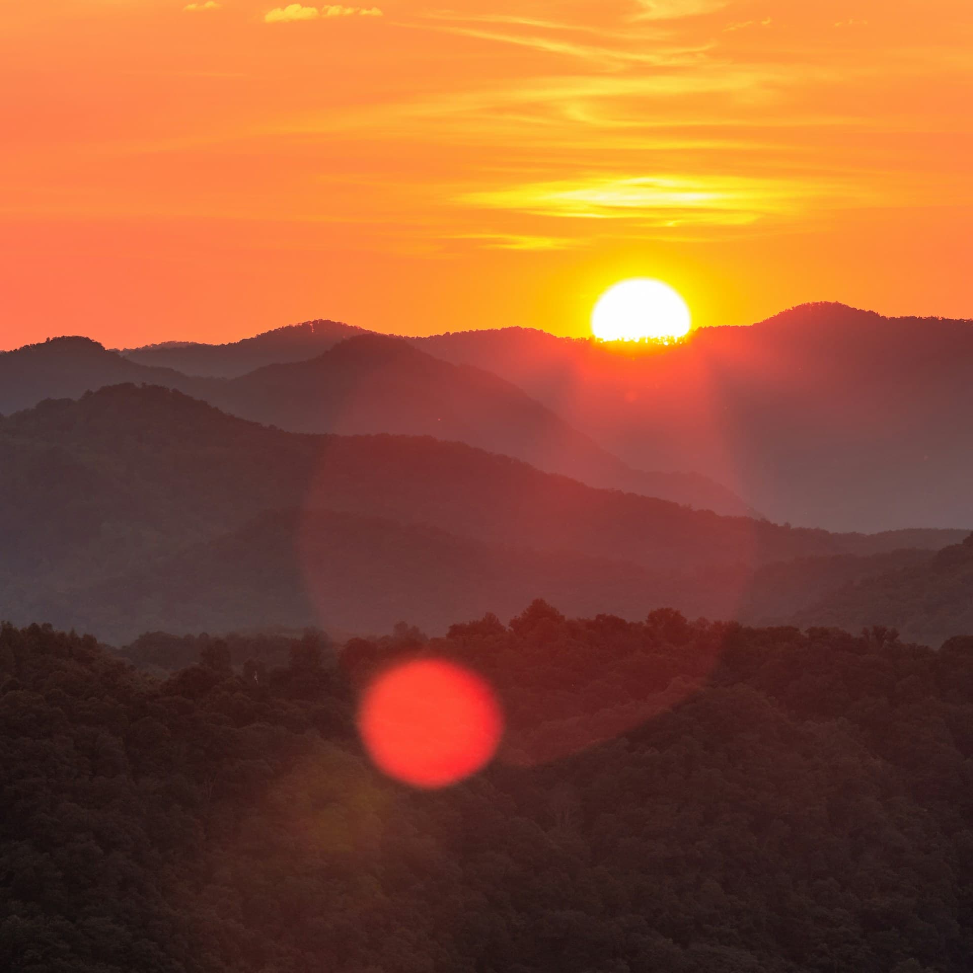 Scenic sunset view over mountains